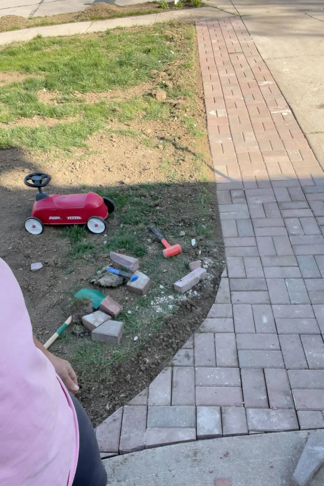 Almost done with my paver driveway extension.